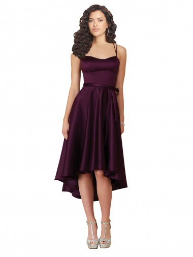Best Satin Criss Cross Back Short Sweetheart A-Line High Low Prom Dress Canada