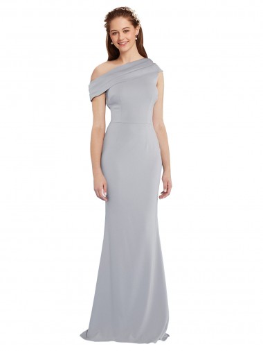 Best Stretch Crepe Long One Shoulder Grey Mermaid Prom Dress Canada