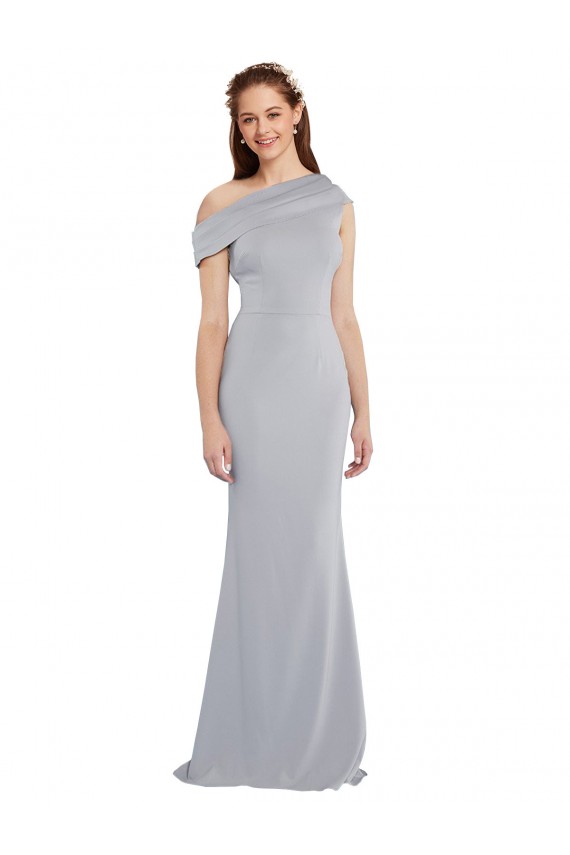 Best Stretch Crepe Long One Shoulder Grey Mermaid Prom Dress Canada