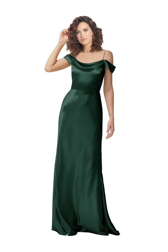 Best Stretch Satin V-Back Long Off the Shoulder A-Line Prom Dress Canada