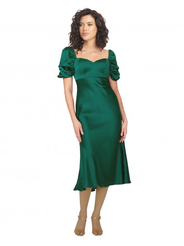 Best Silky Satin Low Back Midi Length Sweetheart A-Line Prom Dress Canada