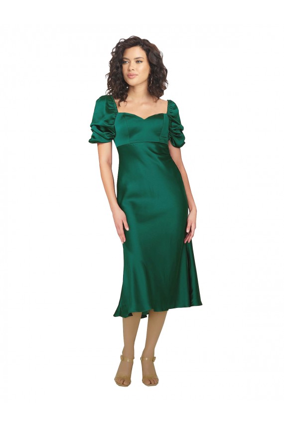 Best Silky Satin Low Back Midi Length Sweetheart A-Line Prom Dress Canada