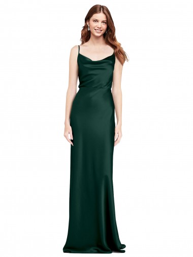 Best Stretch Satin V-Back Long Cowl Neck Sheath Black Tie Prom Dress Canada