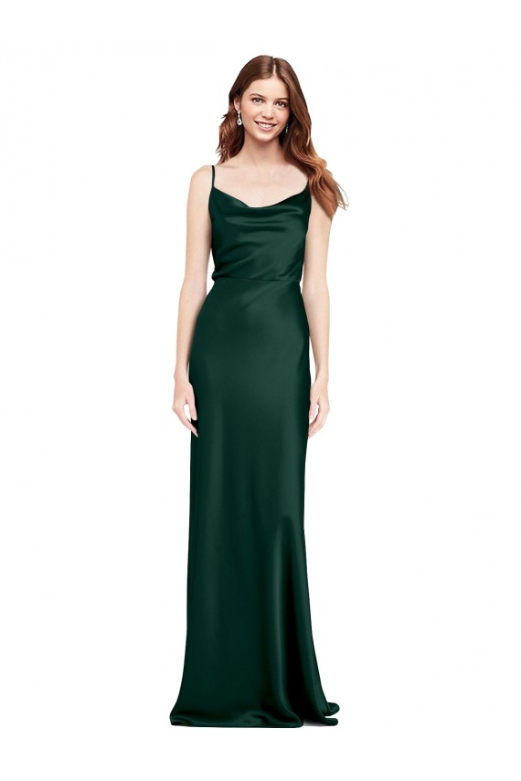 Best Stretch Satin V-Back Long Cowl Neck Sheath Black Tie Prom Dress Canada