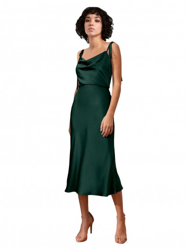 Best Stretch Satin Midi Length Cowl Neck Sheath Black Tie Prom Dress Canada
