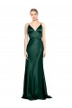 Best Stretch Satin V-Back Long Spaghetti Straps Sheath Prom Dress Canada