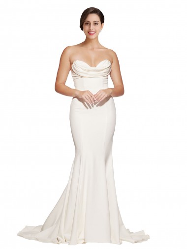 Best Stretch Satin Low Back Sweep Train Cowl Neck Mermaid Prom Dress Canada