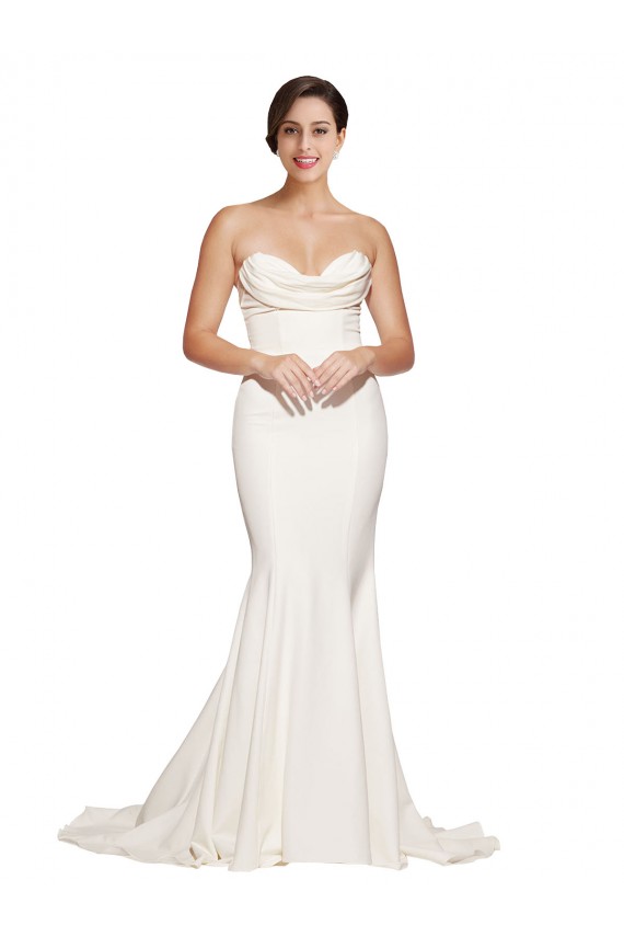 Best Stretch Satin Low Back Sweep Train Cowl Neck Mermaid Prom Dress Canada
