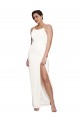 Best Stretch Satin Low Back Long Halter Neck Ivory Sheath Prom Dress Canada