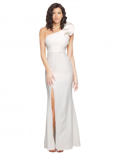 Best Stretch Crepe Long One Shoulder Ivory Sheath Prom Dress Canada