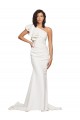 Best Stretch Crepe Sleeveless One Shoulder Ivory Sheath Prom Dress Canada