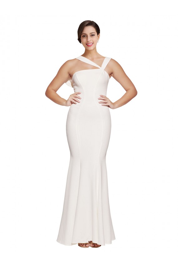 Best Stretch Crepe Low Back Long Square Neck Sheath Prom Dress Canada