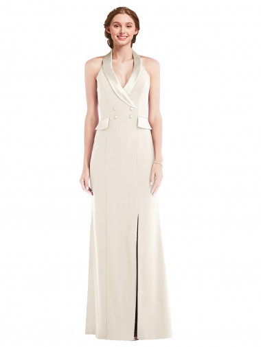 Best Stretch Crepe Long Halter Neck Trumpet Prom Dresses Canada