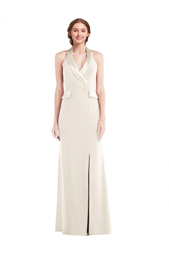 Best Stretch Crepe Long Halter Neck Trumpet Prom Dresses Canada