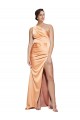 Best Stretch Satin Criss Cross Open Back Long One Shoulder Sheath Prom Dress Canada