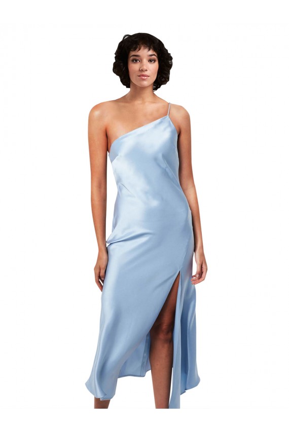 Best Silky Satin Midi Length One Shoulder A-Line Prom Dress Canada