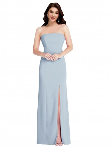 Best Stretch Crepe Low Back Long Strapless Light Sky Blue A-Line Prom Dress Canada