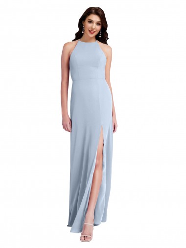 Best Stretch Crepe Criss Cross Open Back Long Halter Neck Sheath Prom Dress Canada