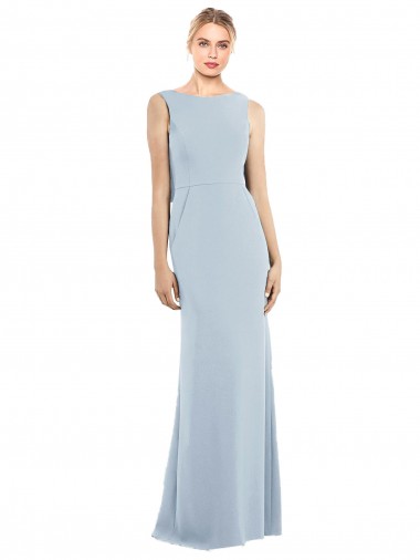 Best Stretch Crepe Low Back Long Bateau Neck Trumpet Prom Dress Canada