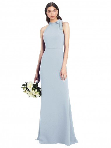 Best Stretch Crepe Open Back Long Bow Neck Trumpet Prom Dress Canada