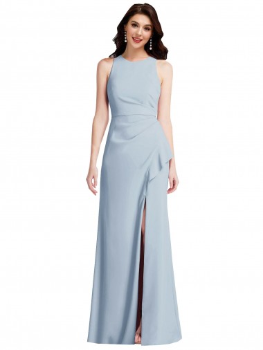 Best Stretch Crepe Long Halter Neck Trumpet High Slit Prom Dress Canada