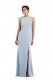 Best Stretch Crepe Open Back Long Halter Neck Light Sky Blue Trumpet Prom Dress Canada