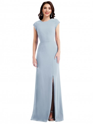 Best Stretch Crepe Open Back Long Trumpet Prom Dress Canada
