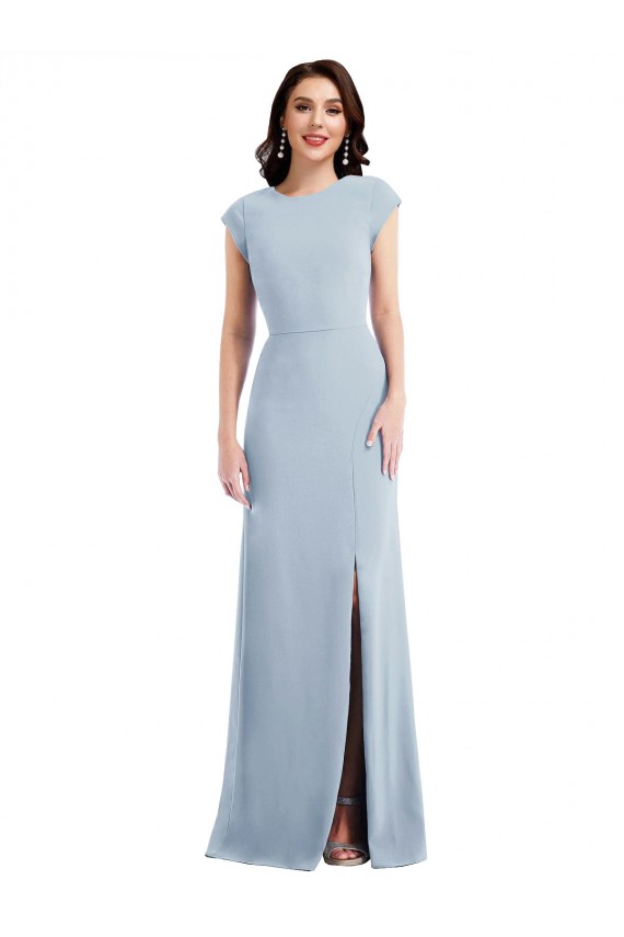 Best Stretch Crepe Open Back Long Trumpet Prom Dress Canada