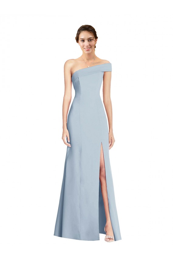 Best Stretch Crepe Long Off the Shoulder Light Sky Blue Trumpet Prom Dress Canada