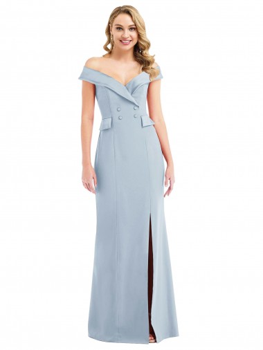 Best Stretch Crepe Long Off the Shoulder Trumpet Front Slit Prom Dress Canada