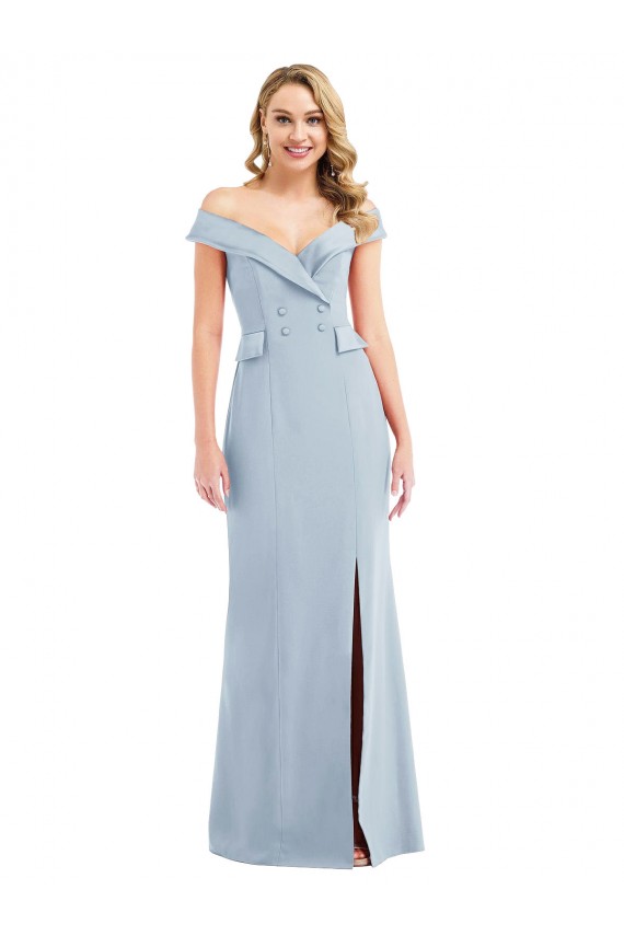 Best Stretch Crepe Long Off the Shoulder Trumpet Front Slit Prom Dress Canada