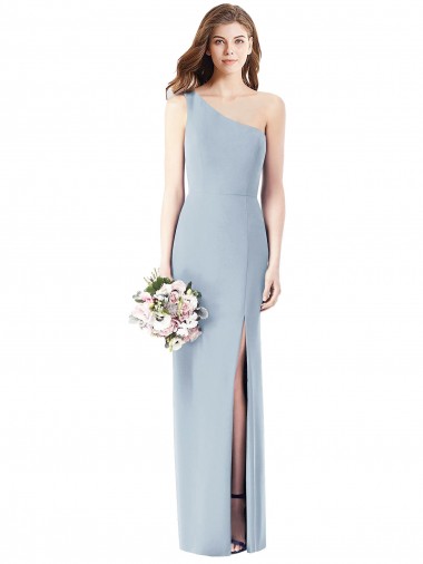 Best Stretch Crepe Long One Shoulder Trumpet Front Slit Prom Dress Canada