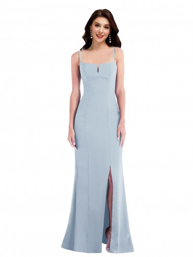 Best Stretch Crepe Long Spaghetti Straps Trumpet Front Slit Prom Dress Canada