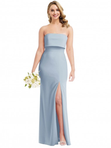 Best Stretch Crepe Low Back Long Strapless Light Sky Blue Trumpet Prom Dress Canada