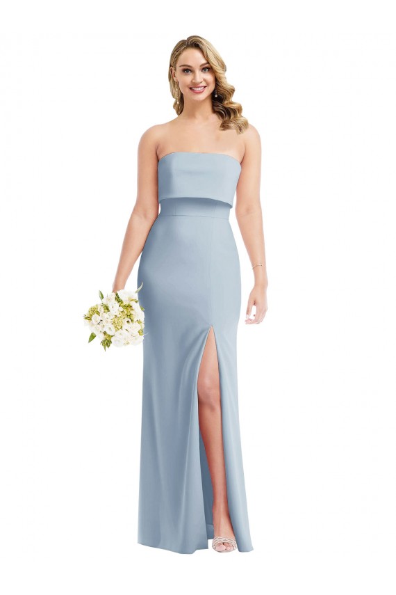 Best Stretch Crepe Low Back Long Strapless Light Sky Blue Trumpet Prom Dress Canada
