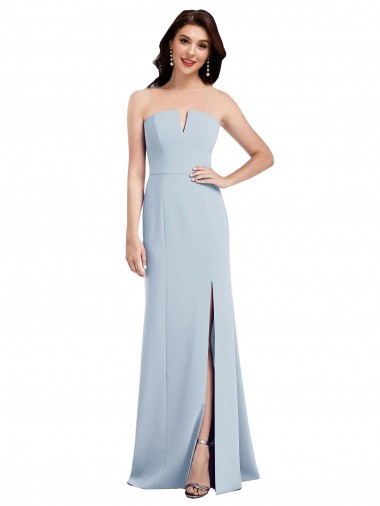 Best Stretch Crepe Long Strapless Trumpet Front Slit Prom Dress Canada