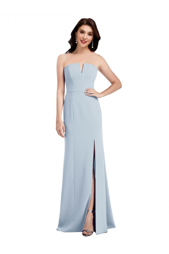 Best Stretch Crepe Long Strapless Trumpet Front Slit Prom Dress Canada