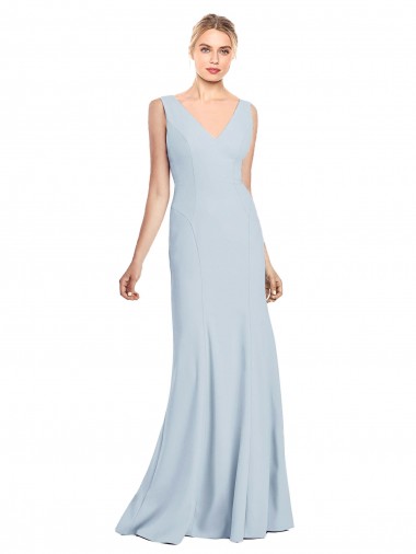 Best Stretch Crepe Low Back Long V-Neck Trumpet Prom Dress Canada