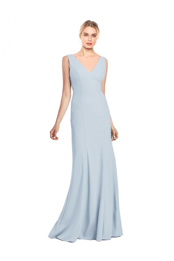 Best Stretch Crepe Low Back Long V-Neck Trumpet Prom Dress Canada