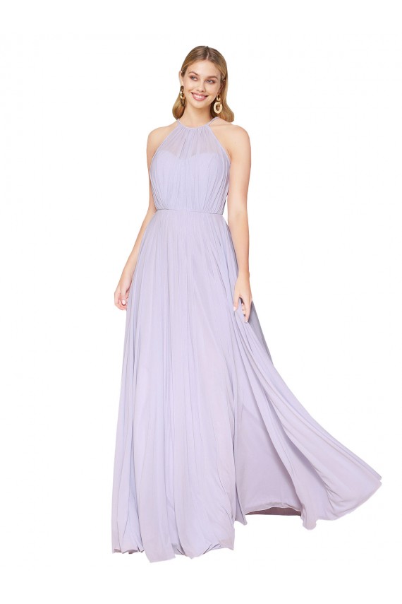 Best Soft Chiffon Long Halter Neck A-Line Prom Dress Canada