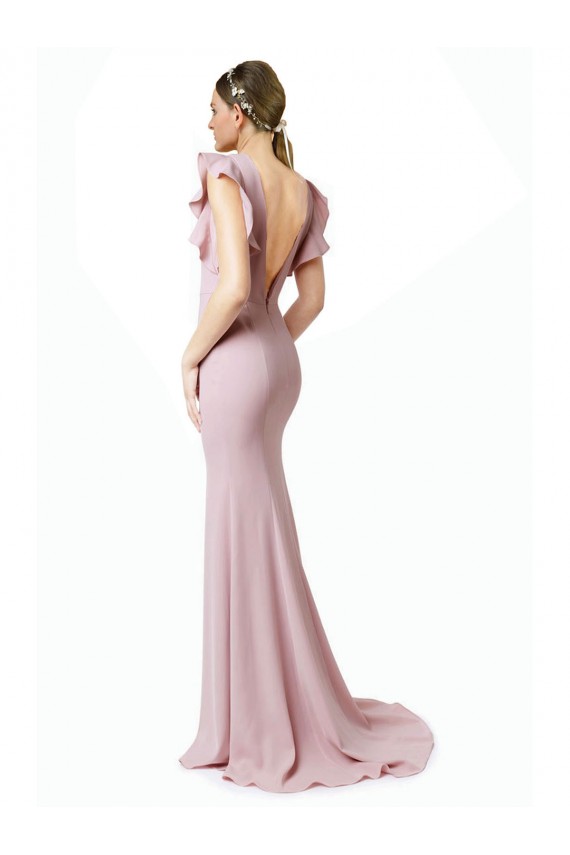 Best Stretch Crepe V-Back Sweep Train Jewel Neck Mermaid Sheath Black Tie Prom Dress Canada