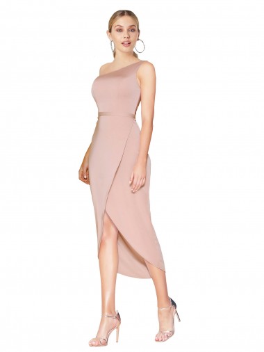 Best Stretch Crepe Knee Length One Shoulder Mermaid Prom Dress Canada