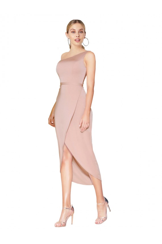 Best Stretch Crepe Knee Length One Shoulder Mermaid Prom Dress Canada