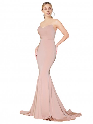Best Stretch Crepe Low Back Long Sweetheart Mauve Mermaid Prom Dress Canada