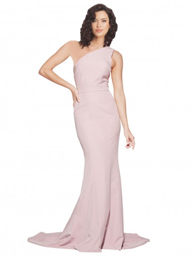 Best Stretch Crepe Sweep Train One Shoulder Mauve Sheath Prom Dress Canada