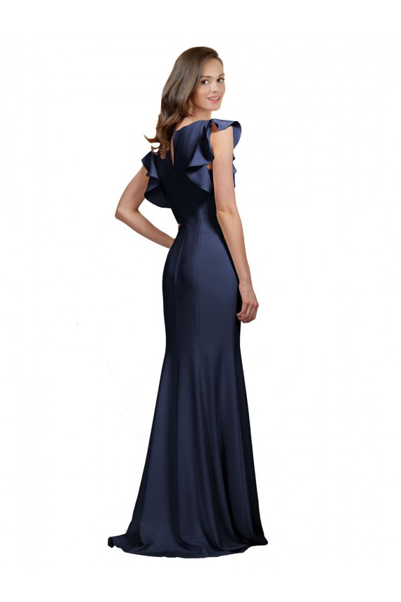 Best Stretch Crepe Keyhole Back Long Bateau Neck Mermaid Prom Dress Canada