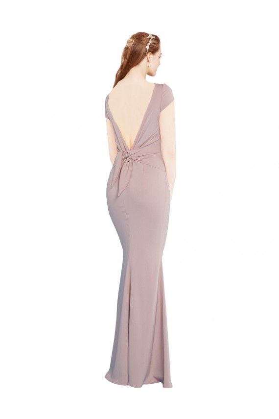 Best Stretch Crepe Tie Back Long Boat Neck Mermaid Prom Dress Canada