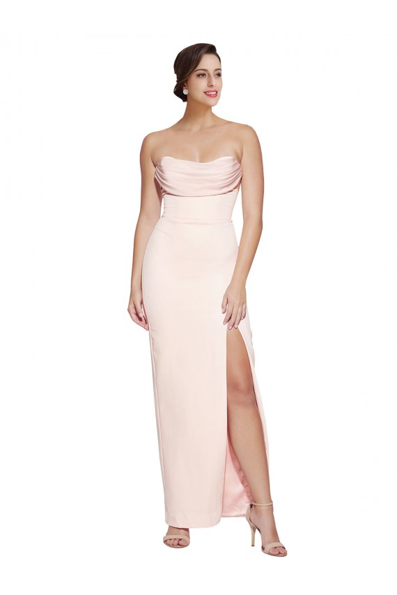 Best Stretch Satin Low Back Long Cowl Neck Mermaid Prom Dress Canada