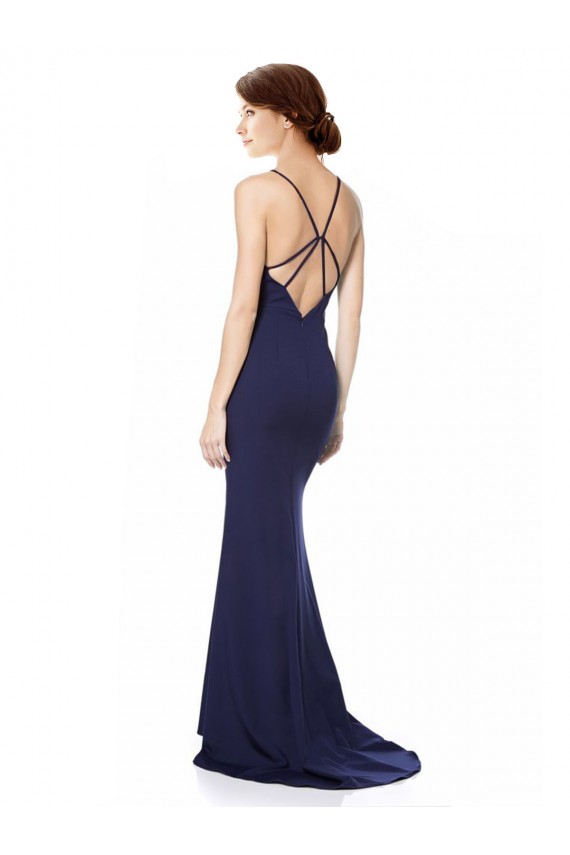 Best Stretch Crepe Criss Cross Open Back Long Halter Neck Mermaid Prom Dress Canada