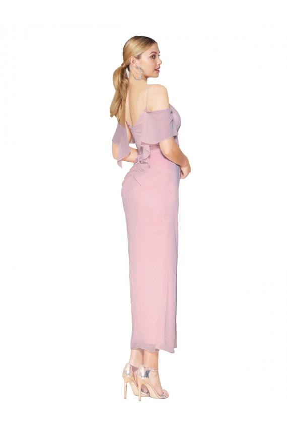 Best Soft Chiffon Knee Length Off the Shoulder Mermaid Prom Dress Canada